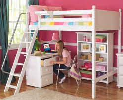 girls bunk bed with desk