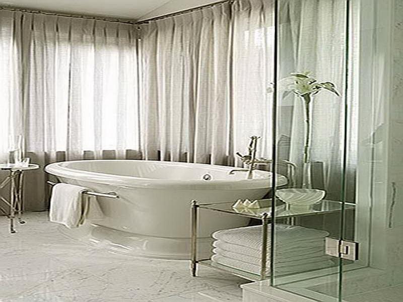 White Bathroom Window Treatment Designs